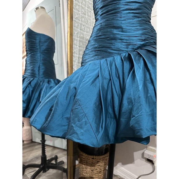 Ronny Kobo Ruched Asymmetrical Strapless Taffeta Party Dress Size XXS - Picture 4 of 7